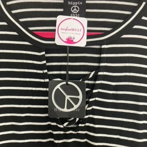 Hippie Chic Plus Size Cross Neck Striped Tee 2X - Picture 3 of 4
